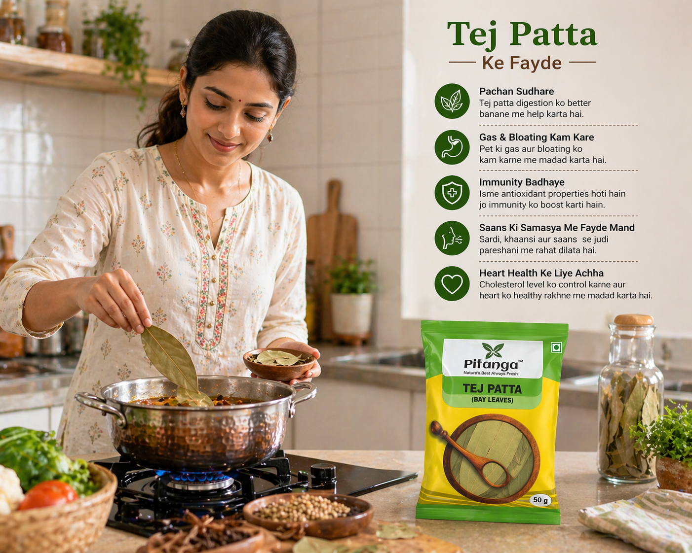 tej patta bay leafs women in kitchen cooking